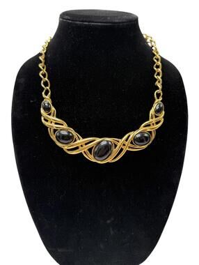 Vintage Monet 16” Golden Swirl Statement Necklace